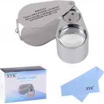 40X Full Metal Illuminated Jewellery Magnifier,XYK Folding Scientific Document Magnifying Glass Jewellers Lens Eye Loupe with LED and UV Light(LED Currency Detecting/Jewelry Identifying Type)