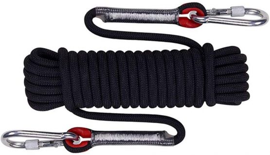 Wolike 10，20 Meters Length Professional Climbing Rope Rappelling Abseiling Rope Outdoor Excursions Accessories 12mm Diameter 12KN Escape High Resistance Rope With Two Carabiners - Image 2