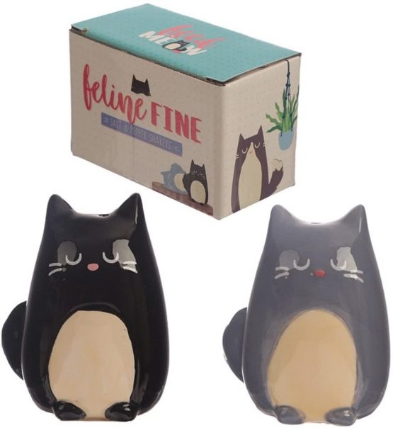 Puckator Salt and Pepper Set Cat, Black/Grey, ceramic, Multi, Height 7cm Width Depth 5cm - Image 2