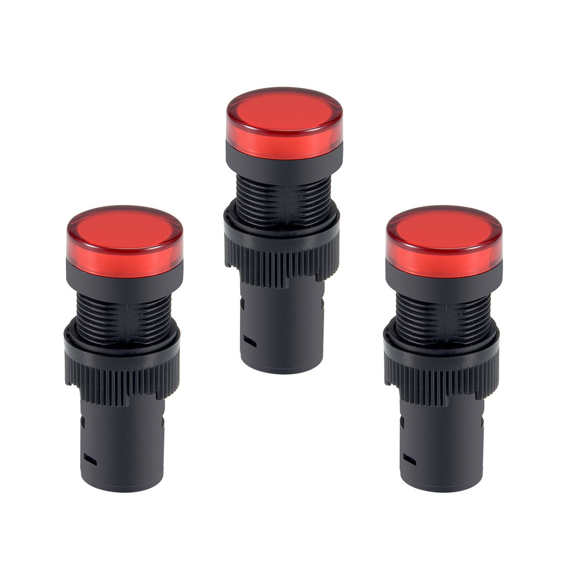 sourcing map 3Pcs Red Indicator Light AC/DC 24V, 16mm Panel Mount, for Electrical Control Panel HVAC, DIY Projects