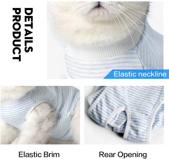Dotoner Cat Professional Recovery Suit, Surgical Recovery Shirt for Abdominal Wounds Bandages Cone E-Collar Alternative for Cats After Surgery Medical Suit Soft Pets Clothing Indoor (S, Blue) - Image 2