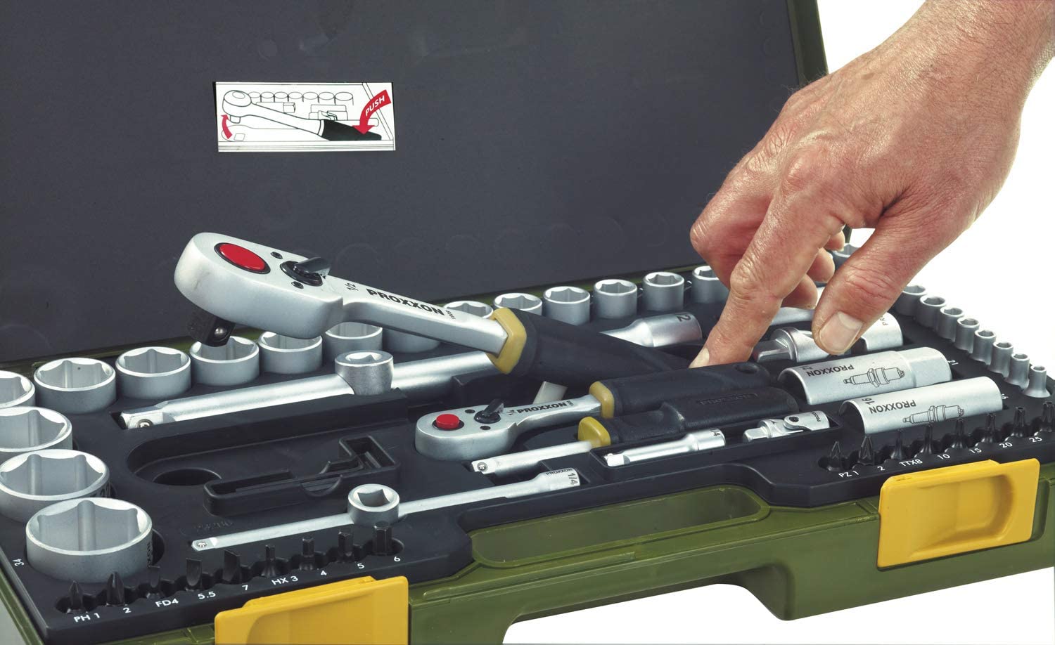 Proxxon 23286 Socket Set, 0 V, Multi-Colour, 1/4-1/2-Inch, Set of 65 Piece - Image 3