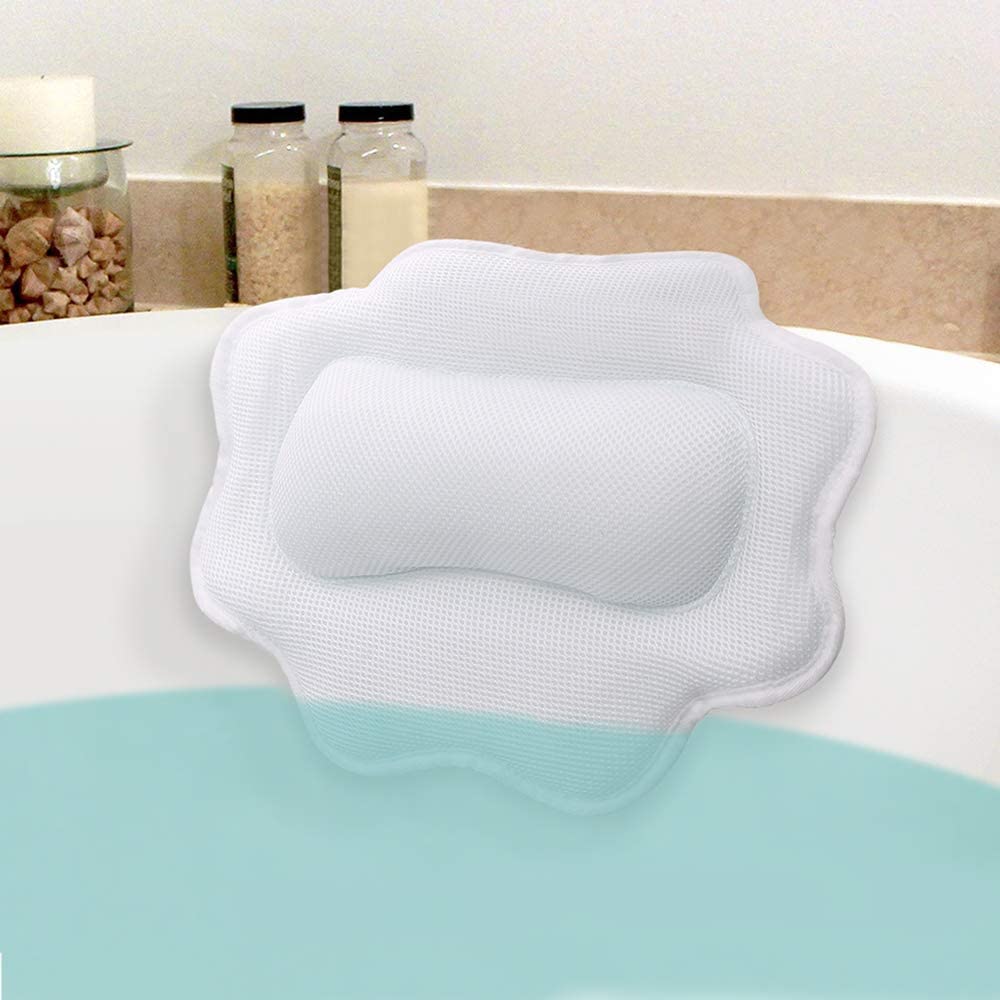 MaxGeek Anti-Mold Bathtub Spa Pillow, Non-Slip 4 Strong Suction Cups ...