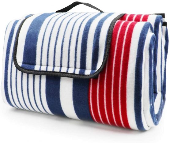 LIVEHITOP Fleece Picnic Blanket Waterproof Backing 200x200 cm - Portable Compact Thickening Extra Large Mat Rug for Camping BBQ Outdoor Indoor