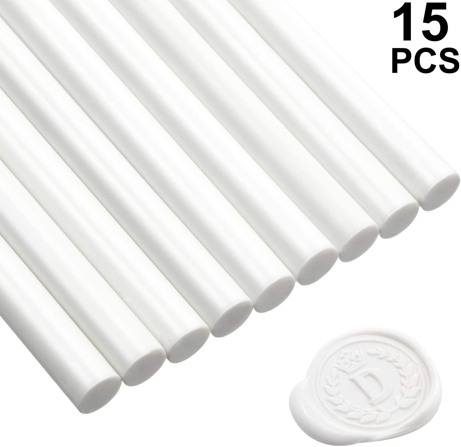 15 Pieces Glue Gun Sealing Wax Sticks for Retro Vintage Wax Seal Stamp and Letter, Great for Wedding Invitations, Cards Envelopes, Snail Mails, Wine Packages, Gift Wrapping (Ivory White)