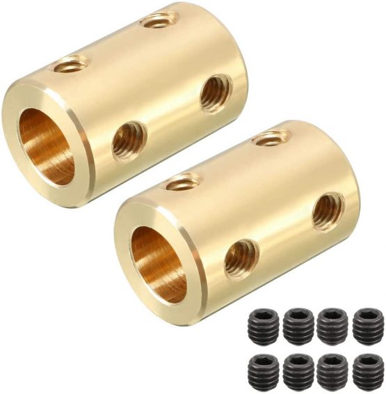 sourcingmap 6mm to 8mm Bore Rigid Coupling Set Screw L22XD14 Copper,Shaft Coupler Connector,Motor Accessories,2pcs