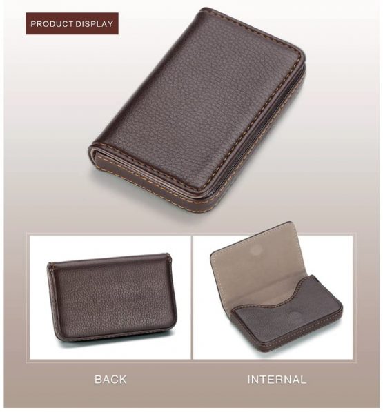 Padike Business Name Card Holder Luxury PU Leather,Business Name Card Holder Wallet Credit Card ID Case/Holder for Men & Women - Keep Your Business Cards Clean (Coffee) - Image 3
