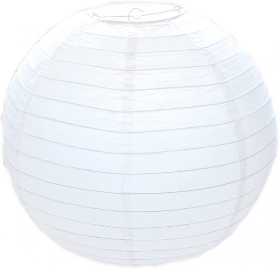 BestMall White Round Paper Bamboo Style Ribbed Lampshade 30cm / 12", 60 W
