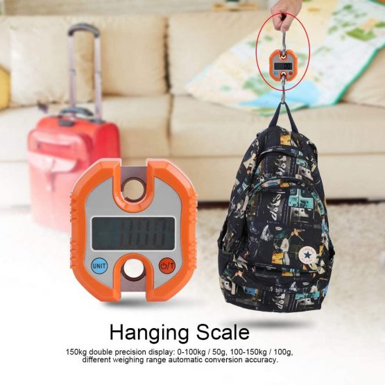 Luggage Scale, Mini Portable Crane LCD Digital Electronic Hook Hanging Scales Loop Weighing Balance Digital Travel Postal Fishing Hook Scale.(Orange) - Image 4