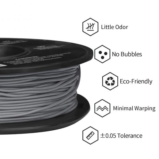 ERYONE TPU Filament 1.75mm Flexible Roll Soft 3D Printing Bundle for 3D Printer, Tolerance:±0.05mm, 0.5kg (1.1 LBS) / Spool. Grey - Image 2