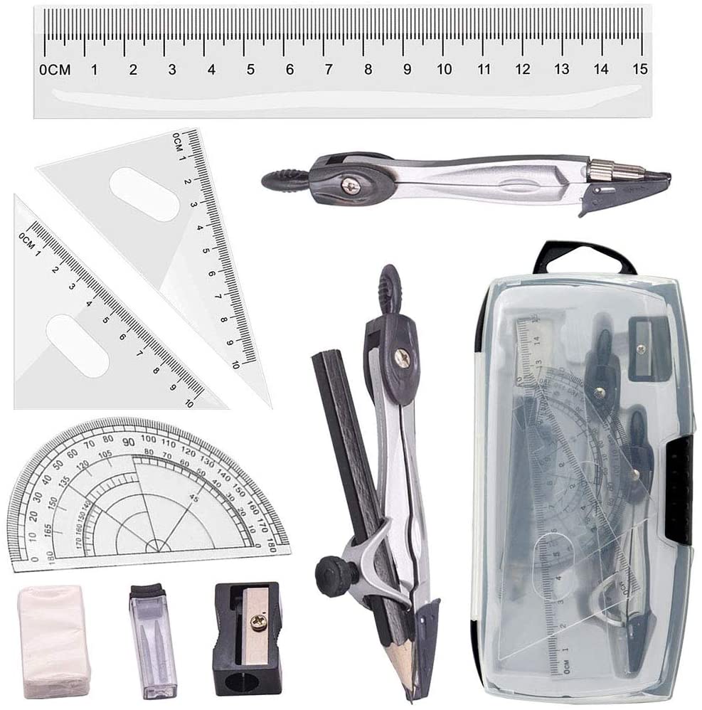 INTVN Geometry Set, compass Set for Geometry Math Set 10 Pieces ...