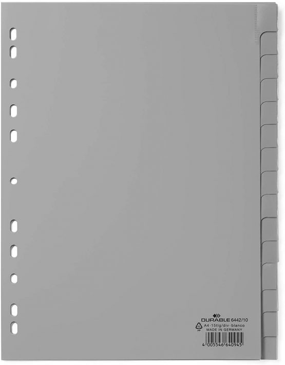 Durable 6442-10 Index Plastic Blank Pack of 15 Grey - Image 2