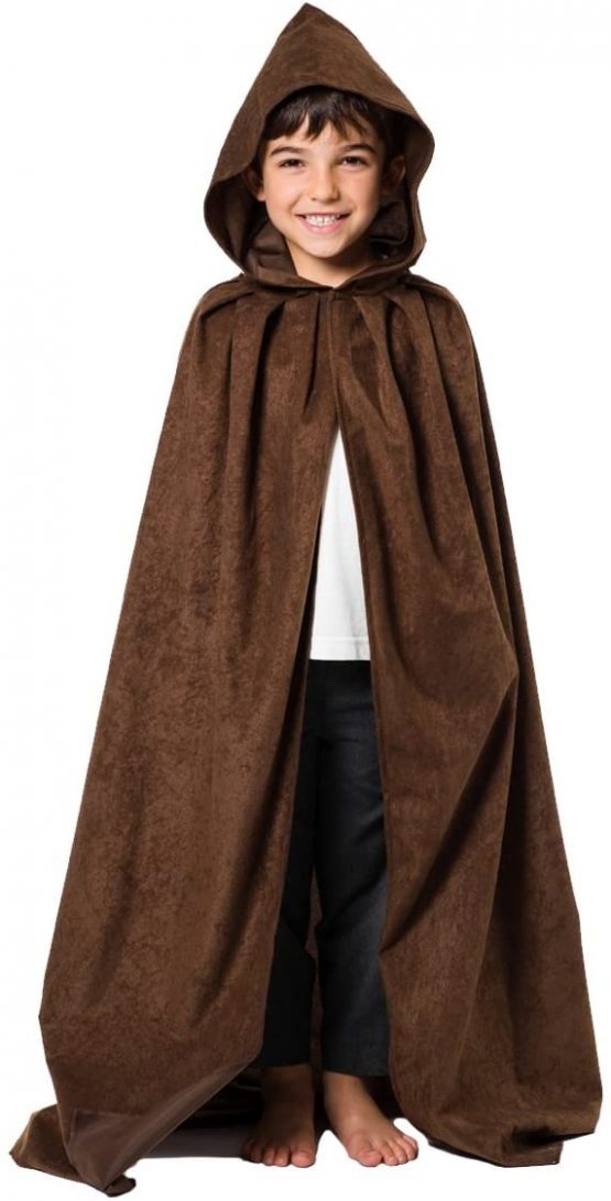 Charlie Crow Dark Brown Cloak or cape with hood for Kids 7-9 years