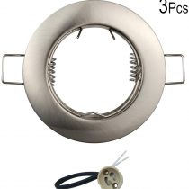 KingYH 3 Pack Round Recessed Spotlights Trim Ring Fitting GU10 Light Mounting Frame with GU10 Lamp Holder for Ceiling Spotlight MR16 and 50mm Bulb Halogen Light Fitting Silver