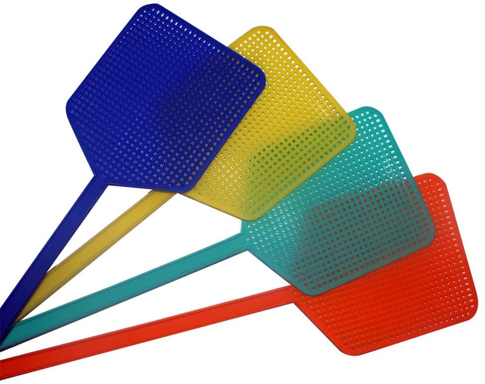4 Pack Plastic Fly Swats, Transparent, 10.5x0.5x46 cm