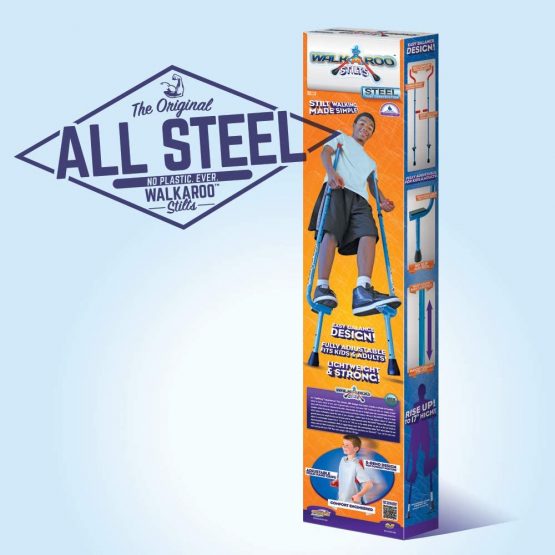 Geospace Original Walkaroo Steel Stilts by Air Kicks with Ergonomic Design for Easy Balance Walking (Blue) - Image 4