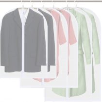 Vicloon Garment Covers, 6Pcs EVA Clothes Cover Bag Waterproof Dustproof With Zipper, Translucent Suit Protector Garment Bags for Clothes Suits Shirts Gowns and Dresses