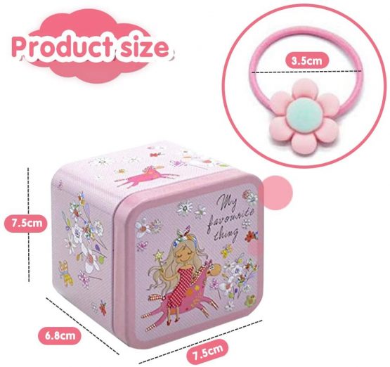 40 Pcs Toddler Girls Hair Accessories Hair Clips, XCOZU Cartoon Multicolor Kids Hair Ties Little Girl Hair Bands, Baby Girls Childrens Elastic Hair Ties Rope Ponytail Holder (Tin Box) - Image 2