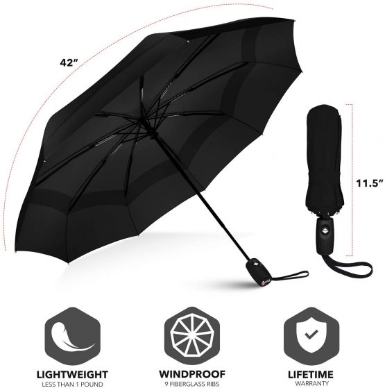 Repel Umbrella Windproof Travel Umbrella - Compact, Light, Automatic, Strong and Portable - Wind Resistant, Small Folding Backpack Umbrella for Rain - Men and Women - Image 4
