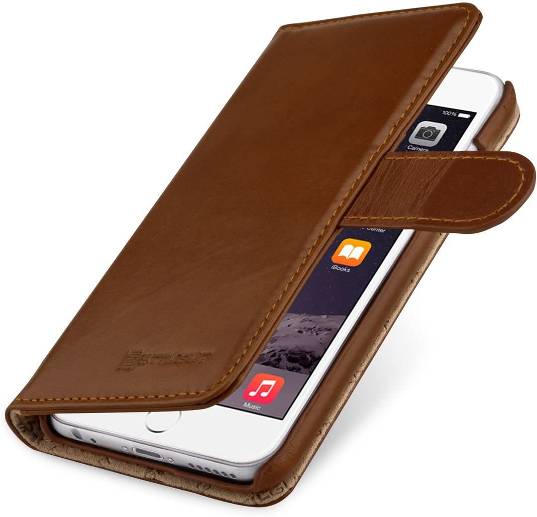 StilGut Wallet Type Leather Case Compatible with iPhone 6Plus/6s Plus 5.5", Cognac Brown - Image 3
