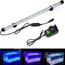 VARMHUS LED Aquarium Lighting, Aquarium Lamp White and Blue Color Changing Submersible Fish Tank Light with Small Simple Aquarium Timer for Sunrise and Sunset (37cm, Blue+White)