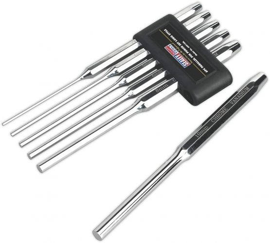 Sealey AK9128L Parallel Pin Punch Set, Silver, 6 Pieces
