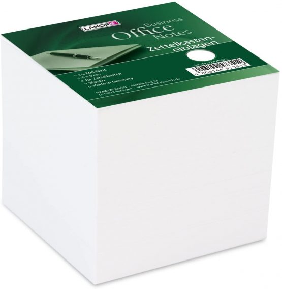 Landre 100420104 Notelet Box Insert 9 x 9 x 9 cm, Approx. 800 Pages Blank White