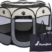 XianghuangTechnology Soft Fabric Portable Foldable Pet Dog Cat Puppy Playpen, Indoor/Outdoor use Pet Kennel Cage (Grey)