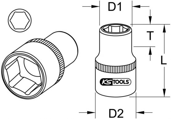 KS Tools 918.3907 3/8 CHROME + Hexagonal Socket 5/8 - Image 2