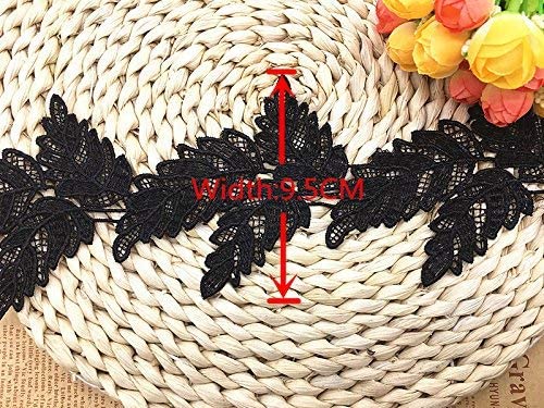 2 Yards Leaf Shape Lace Edge Trim Ribbon 9.5 cm Vintage Style Trimmings Fabric Embroidered Applique Sewing Craft Wedding Bridal Dress Embellishment DIY Party Decoration Clothes Embroidery (Khaki) - Image 2