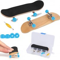 Tnfeeon Finger Skateboard, Alloy Full Maple Wood Bridge with Box Reducing Pressure Gifts for Children (light blue)