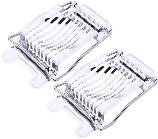 Steel Wire Egg Slicer 2pcs Egg Cutter Silver for Sandwich and Salad Slice Hard Boiled Eggs Quickly and Effectively