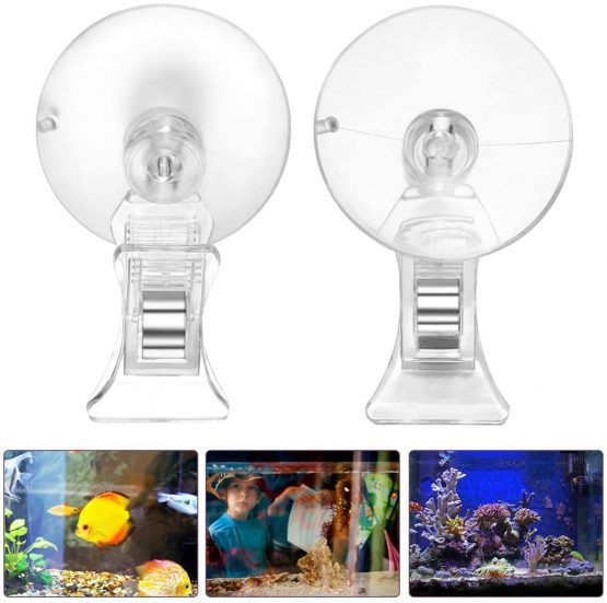 POPETPOP 4PCS Suction Cups Clips Durable Practical Fish Veggie Seaweed Holder Fish Tank Feeding Tool for Fish Bowl Aquarium Accessories