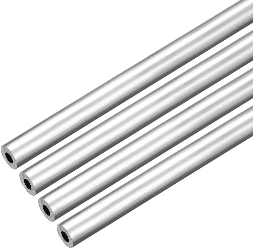 sourcing map 4Pcs 6063 Seamless Aluminum Round Straight Tubing Tube 1 Feet Length 0.195 Inches ID 0.429 Inches OD