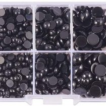 PandaHall Elite 760pcs 5 Sizes 4mm-10mm Round Doll Eyes Assorted Size Resin Flat Back Cabochon Stuffed Toy Eyes for Bears Dolls DIY Making, Black