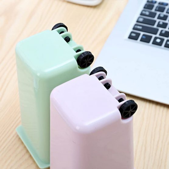 TOYMYTOY Office Trash Can, Desktop Mini Trash Bin, Garbage Bin Set Pencil Cup Holder with Lips & Wheels(4PCS) - Image 3