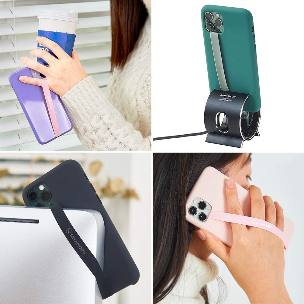 Ultra Slim Phone Loop Finger Holder, Sinjimoru Secure Strap as Mobile Grip Compatible with iPhone Case & Samsung Phone. Black - Image 3