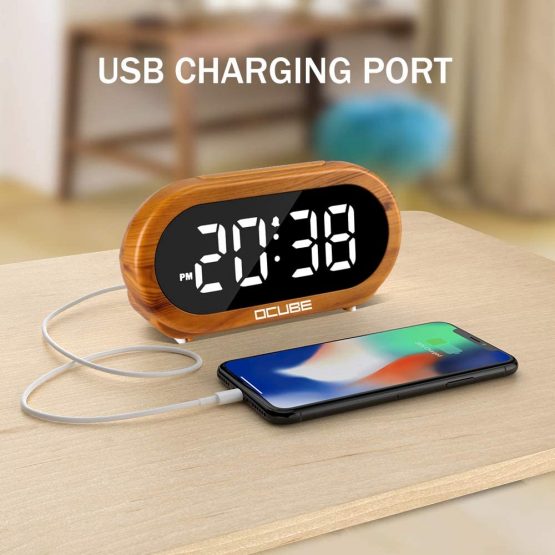 OCUBE Digital Alarm Clock, Bedside Clock with 5 Optional Alarm Sounds