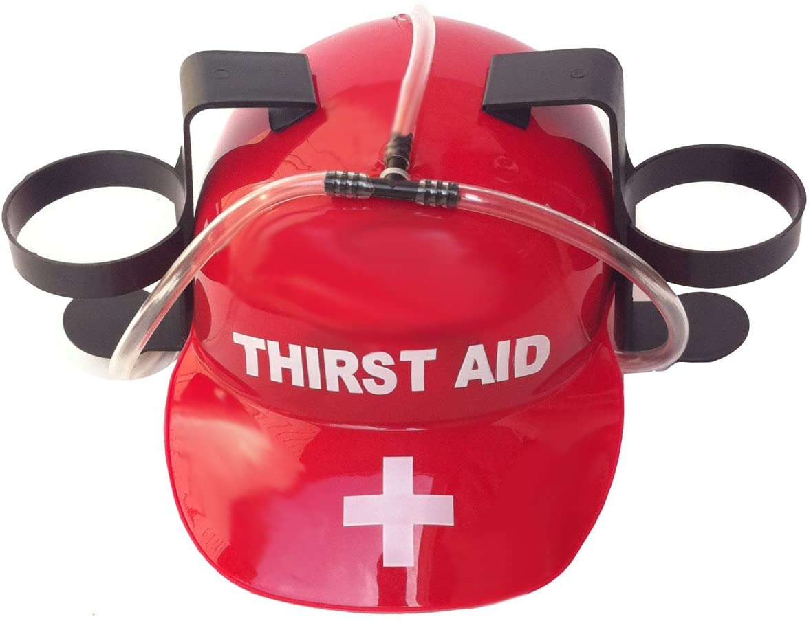 GOODS+GADGETS Drinking Helmet Drinks Helmet; Construction Worker Helmet with Drinking System Drink Holder; Party Accessory with Can Holder Gadget Joke Item - Image 2