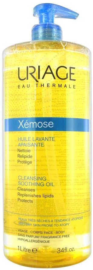 Uriage Xemose C8+ Anti-itch Shower Oil 1L, Face & Body Wash, Very Dry Skin Prone to Atopy, Soothes from 1st application