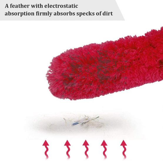 Feather Duster, Extendable Duster Microfiber Long Extension Pole Scratch Resistant Cover, Washable, Cleaning High Ceiling Fans, Blinds, Cobweb (Red) - Image 4