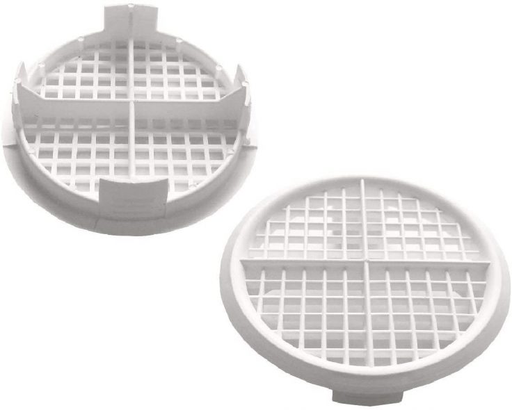 50 x 70mm White Plastic Round Soffit Air Vents / Upvc Push Fit Eaves