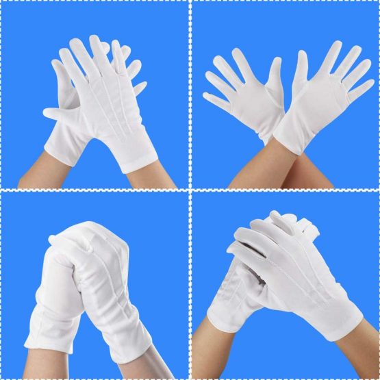 Aipaide 5Pairs White Cotton Gloves Hand Moisturising Formal Nylon