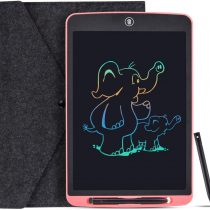LCD Writing Tablet, 12 Inch Colorful Digital ewriter Electronic Graphics Tablet Portable Board Drawing Tablet Pad for Kids Adults Home School Office (pink-12")