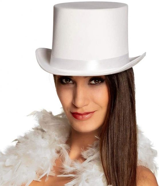 BOLAND 04134 Hat Satin Gala Cylinder White, Size 57/59 - Image 3