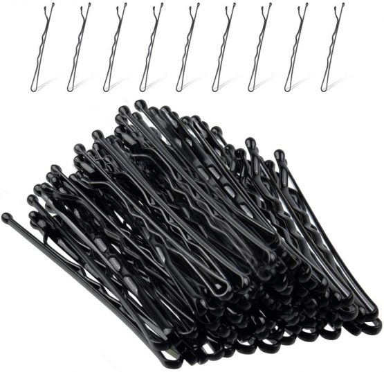 Bobby Pins,MORGLES 120 Pcs Kirby Grips Hair Pins Black Hair Grips for Women Thick Hair with Box(Black, 5 cm/2.2 Inches)