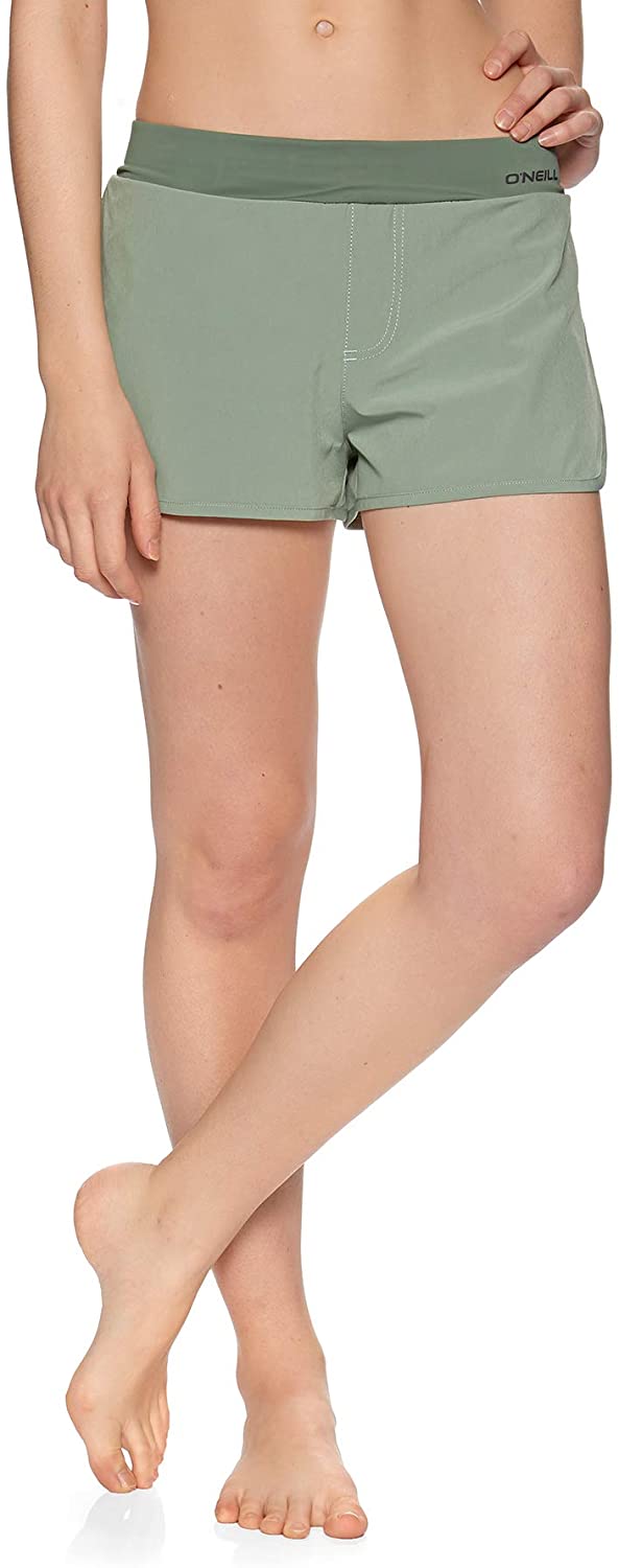 O'Neill Women's PW Essential Swim Shorts, womens, Board shorts, 0A8106, Green, S