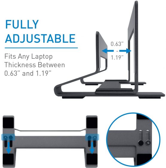 Macally Vertical Laptop Stand for Desk - Adjustable Laptop Holder for Universal Compatibility - Saves Space & Improves Airflow - Use as MacBook Vertical Stand or Laptop Dock - Weighted Steel Frame - Image 4