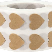 Brown Natural Kraft Heart Stickers, 13 mm 1/2 Inch Valentine's Day Labels 1000 Pack