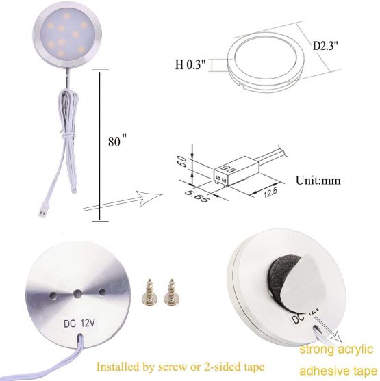 AIBOO Dimmable LED Under Cabinet Kitchen Lighting Kit Cupboard Counter Showcase Lighting Fixture with Plug in and Wireless RF Control, 6 Pack Ultra Slim Puck Lights(Warm White 2700K) - Image 2